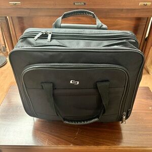 Solo Black Professional Laptop Bag with Rolling Design